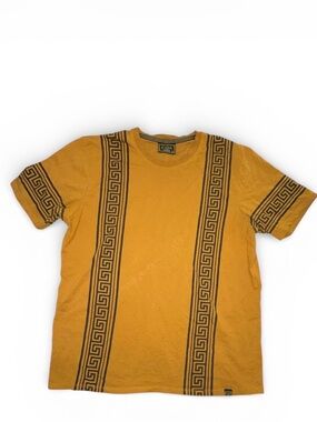 Men’s Yellow Greek Pattern T-Shirt XL (Fits Like L) Streetwear Casual